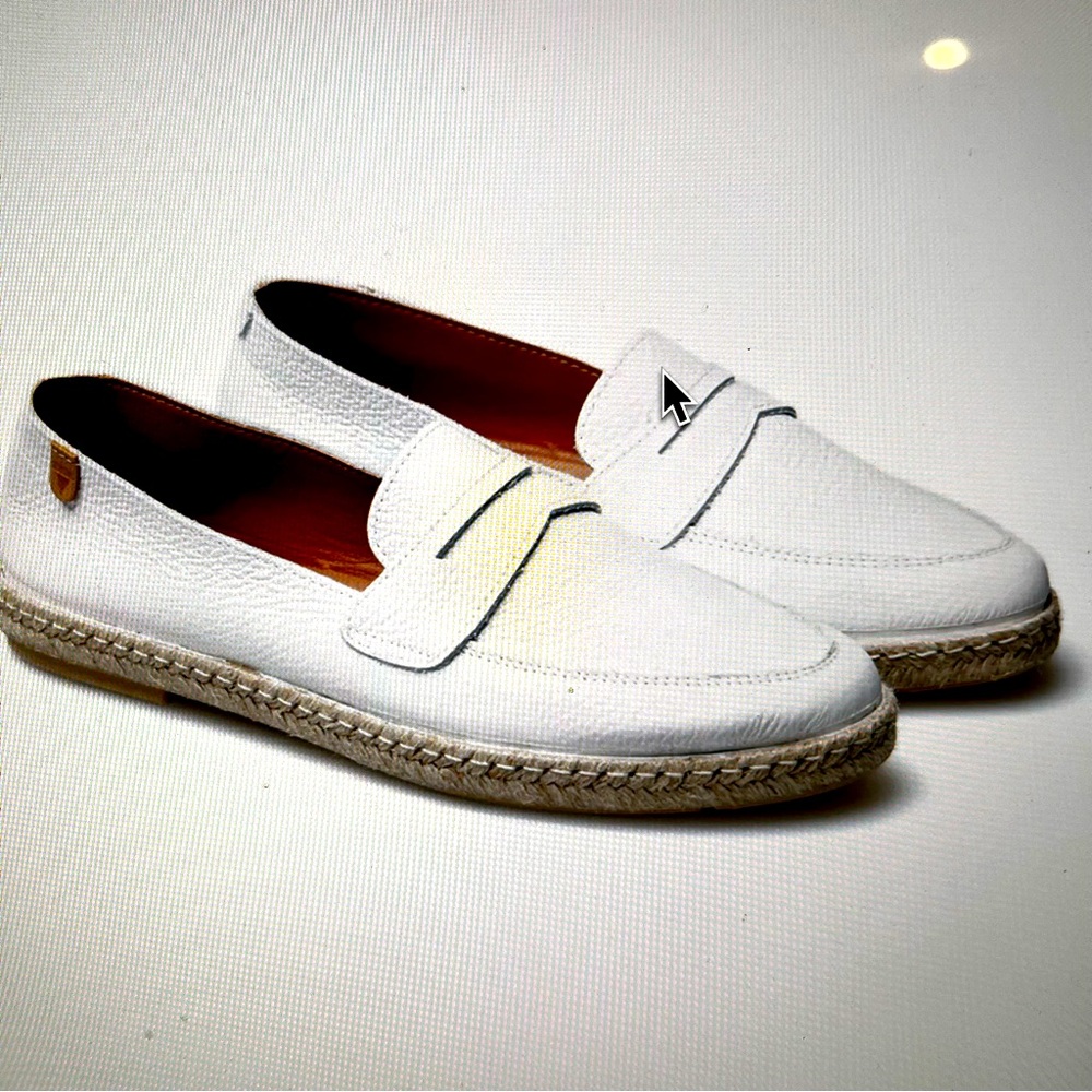 NWOT Verbena Nucleo Women’s White Napa Leather Loafers, Made in Spain-37/6.5